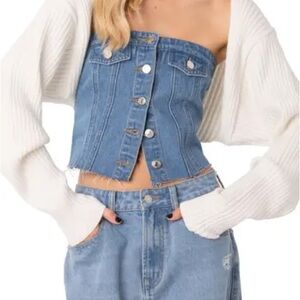 Edikted Anya Shrug Bolero Beige Size XS/S